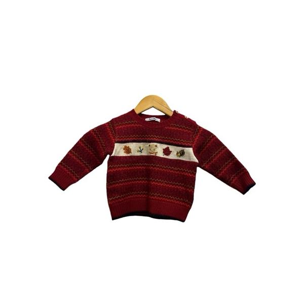 ファミリア Familiar ニット セーター 長袖 クルーネック 総柄 ウール