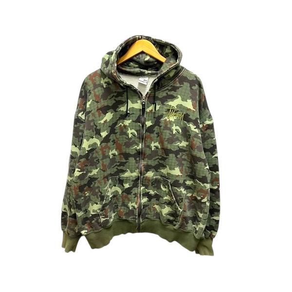 Stussy カモフラージュロゴ パーカー STUSSY（ステューシー） パーカー フーディ ジップアップ 90s 白タグ