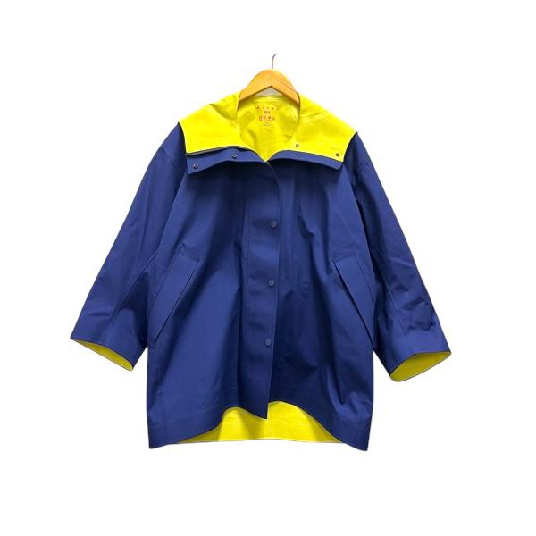 MARNI　ハーフコート　フード　ボトルネック　ネイビー　ウエスト絞り　38 リヴドロワ定番の綺麗見えコート】ビーバーボトルネックコート | RIVE