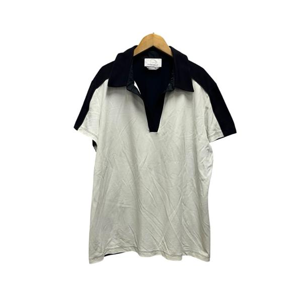 マリーナリナルディ MARINA RINALDI  Tシャツ スキッパー 半袖 Vネック 無地 L 白 ホワイト 紺 ネイビー  レディース