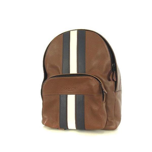 中古 コーチ Coach F695 リュック ライン デイパック ライン メンズ レザー 茶 本革 レザー ブラウン 茶 メンズ ベクトル 古着 022 ブランド古着販売のベクトル