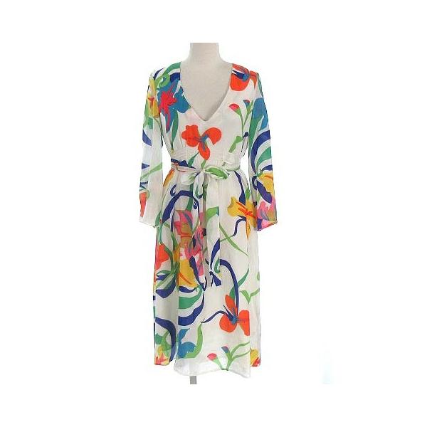 中古 イッサロンドン Issa London シルク100 ワンピース ひざ丈 長袖 総柄 絹100 ホワイト 白 6 Ibs94 レディース ベクトル 古着 Buyee Buyee Japanese Proxy Service Buy From Japan Bot Online
