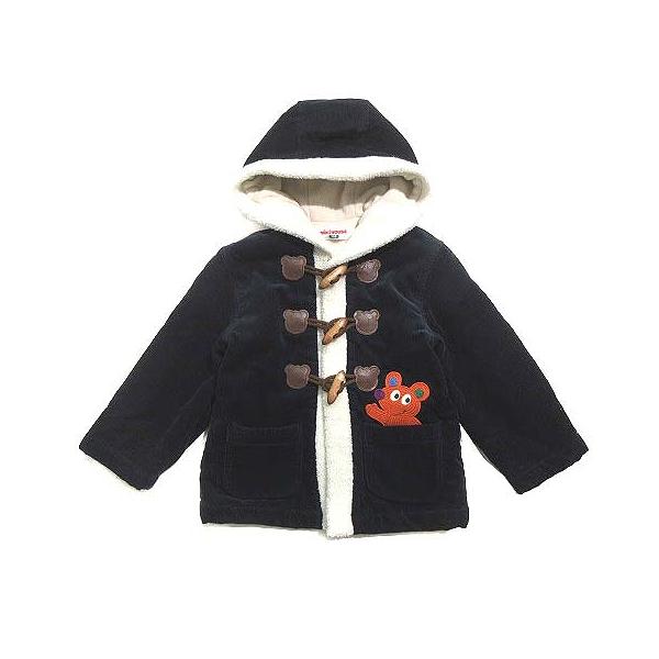 ミキハウス mikihouse ダッフルコート コーデュロイ ボア切替 クマ刺繍