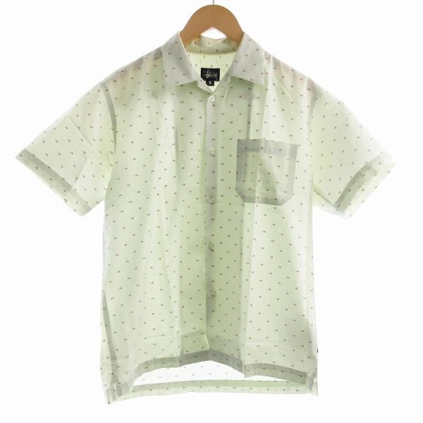 STUSSY ステューシー シャツ 半袖 イタリア国旗柄 総柄 S 緑