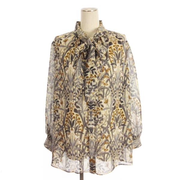 美品 マッキントッシュロンドン シアーブラウス ノースリーブ 花柄 ブルー 38 セール】 シアーコットンナイロンブラウス （カットソー）｜MACKINTOSH