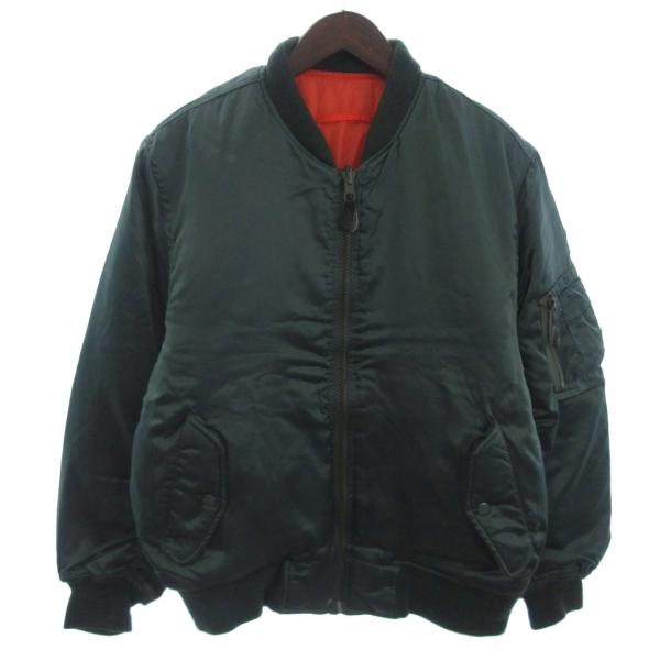 【中古】MA-1 USA製 MIL-J-8279E フライトジャケット ブルゾン グリーン レスキューオレンジ L ■ECT メンズ MA-1 USA製 MIL-J-8279E フライトジャケット ブルゾン グリーン