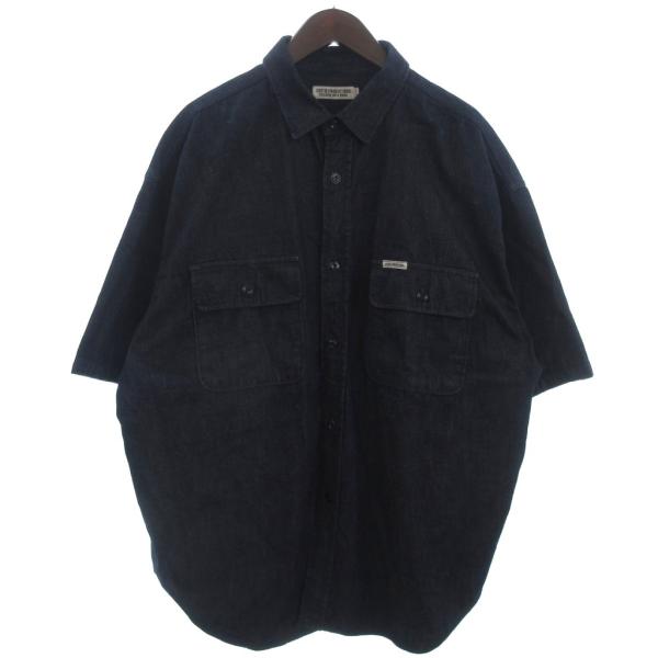 【中古】クーティー Error Fit Denim Work S/S Shirt デニム ワークシャツ ワイドシルエット 半袖 ネイビー L メンズ クーティー COOTIE Error Fit Denim Work S/S Shirt デニム ワーク