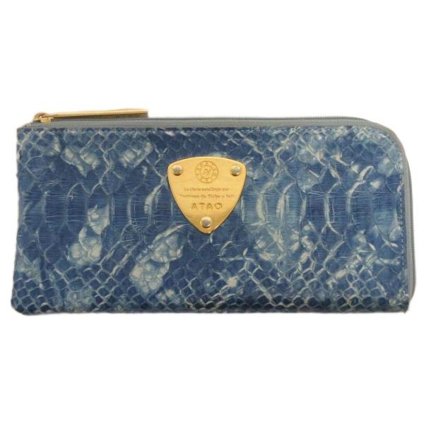 masha アタオ リモ パイソン 長財布 L字ジップ 藍染 デニムブルー アタオ ATAO limo リモ パイソンデニム 長財布 L字ファスナー ブルー