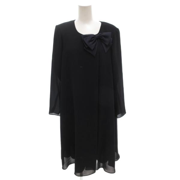 ハナエモリ HANAE MORI ワンピース フォーマル ロング 9A3 紺 ネイビー