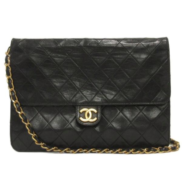 【中古】シャネル CHANEL ヴィンテージ マトラッセ チェーン ショルダーバッグ プッシュロック レザー 黒 ブラック CHANEL（シャネル） ヴィンテージ マトラッセ チェーン ショルダー
