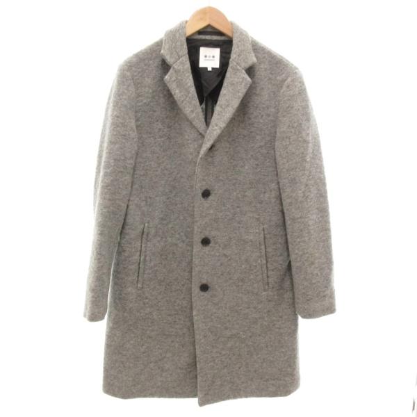 スリードッツ three dots チェスターコートメルトン 無地 S グレー /YJ
