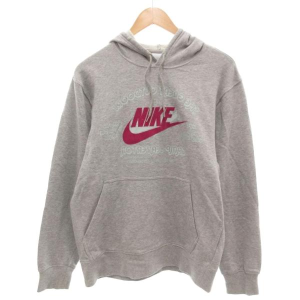 NIKE（ナイキ） パーカー フーディ M グレー ピンク フード付き ロゴ