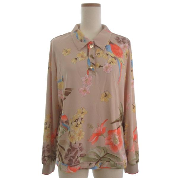 レオナールスポーツ LEONARD SPORT 美品 ポロシャツ 金ボタン 花柄