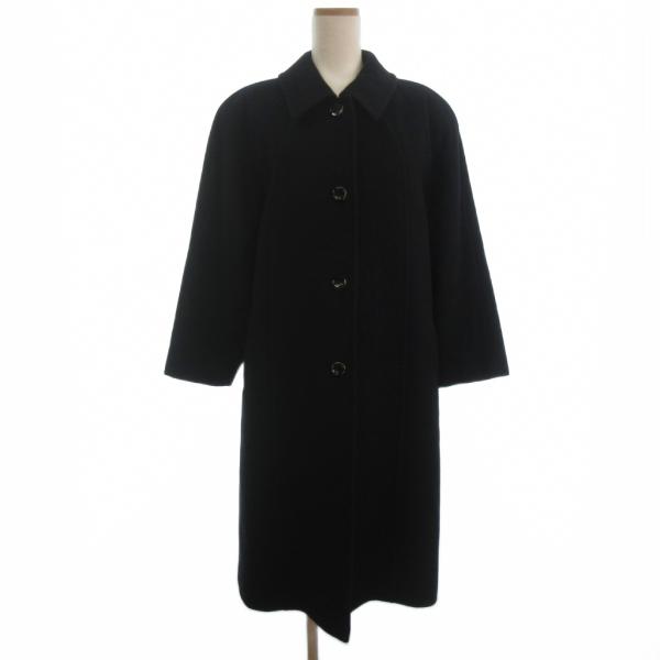 カシミヤブレンド ステンカラ―コート ロング 黒 ブラック 11AR ■GY99 レディース