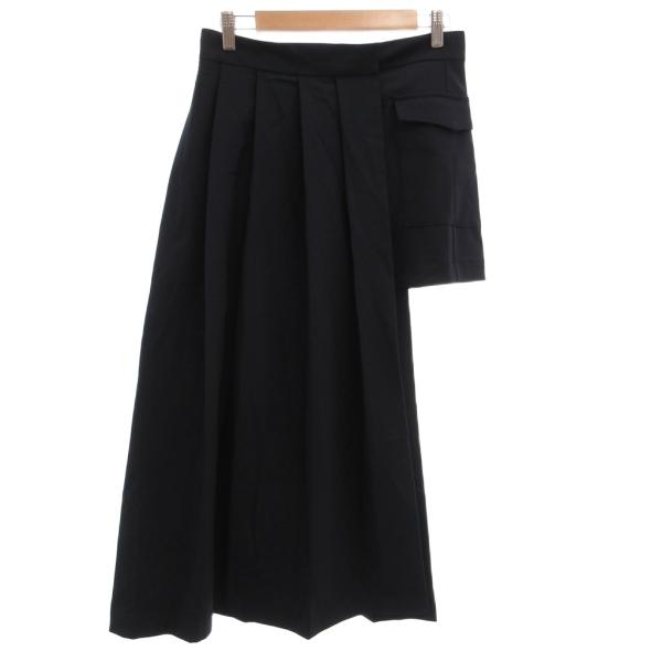 ZARA（ザラ） スカート 黒 ブラック ロング丈 アシンメトリー プリーツ