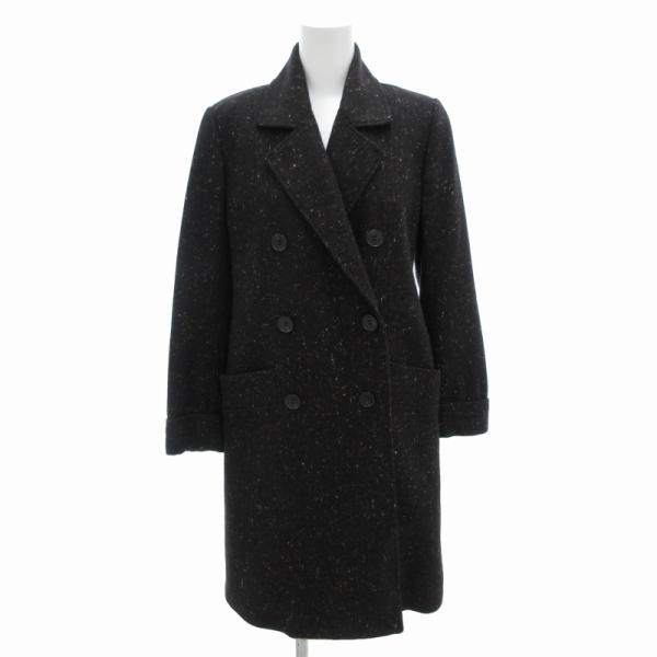 lot lamb ロットラムブラックフード付厚手ウールチェスターコート