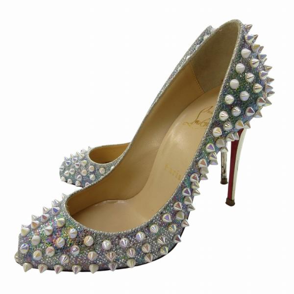 美品　クリスチャンルブタン　パンプス　グリッター　37 Christian Louboutin クリスチャンルブタン オープントゥ