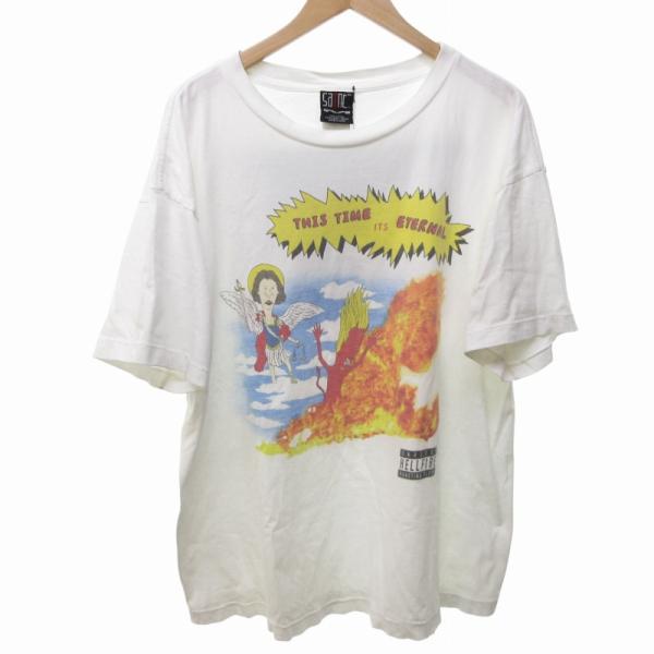 【中古】セントマイケル SAINTMICHAEL 23SS TIME IS ETRNL Tシャツ カットソー プリント ヴィンテージ加工 白 XL vectorpremium_023-902505200009
