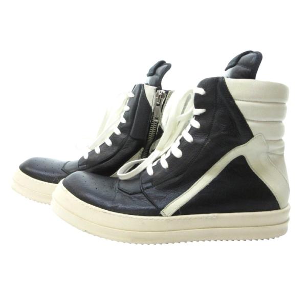【Rick Owens】レザー ジオバスケット スニーカー Milk&Milk リックオウエンス Rick Owens 美品 GEOBASKET ジオバスケット