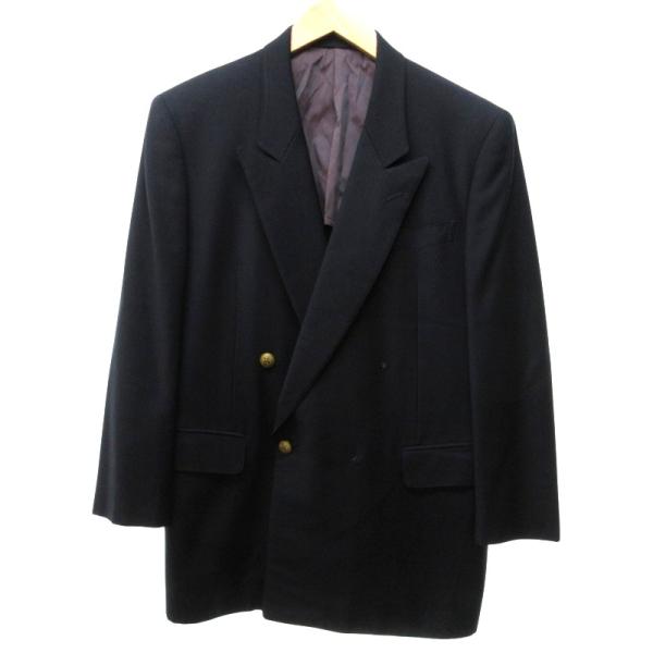 ランバン LANVIN ダブル テーラードジャケット ブレザー 金ボタン 紺