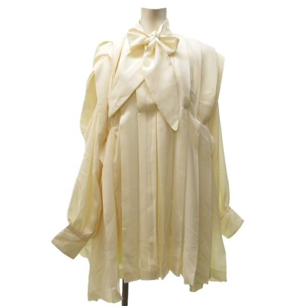 【中古】ライト WRYHT タグ付き 23AW HOLLY PLEATED TOPS シャツ ブラウス ボウタイ プリーツ 長袖 オフホワイト F ライト WRYHT タグ付き 23AW HOLLY PLEATED TOPS シャツ ブラウス
