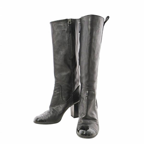 CHANEL（シャネル） レザー ロングブーツ チャンキーヒール ハーフ