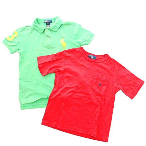 ポロ バイ ラルフローレン Polo by Ralph Lauren キッズ トップス 2点セット ポロシャツ Tシャツ カットソー 半袖 6 緑 赤 0808 IBO73 キッズ【ブランド】ポロ バイ ラルフローレン Polo by Ra...