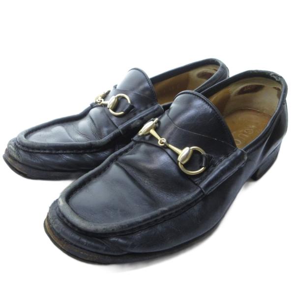 美品GUCCI ホースビットローファー 黒×金　42/27cm レザーソール GUCCI ホースビット ラグソール ローファー 黒金 36 C 23.0 ホース