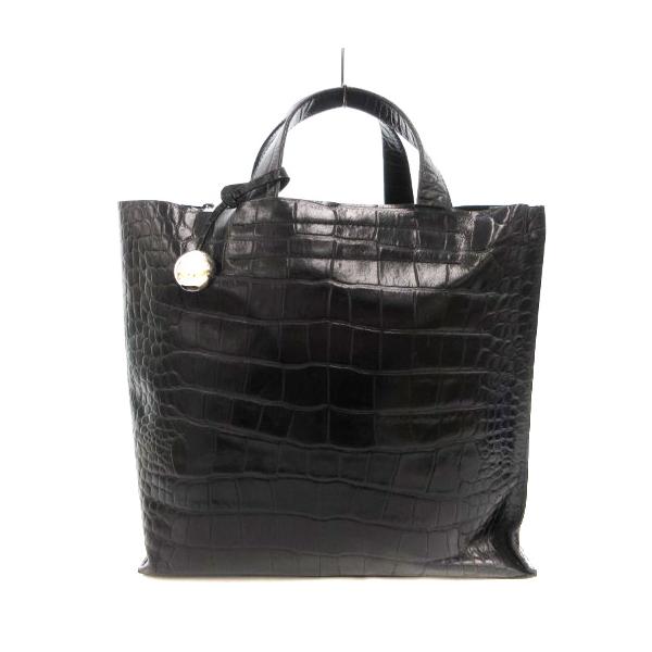 ⭐️新品⭐️FURLA ハンドバック　クロコ　レザー　ブラック FURLA（フルラ） ハンドバッグ クロコ型押し レザー ビジネス ロゴ
