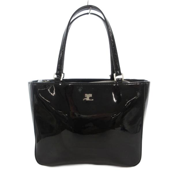 クレージュ　エナメル　ハンドバッグ　ボストンバッグ　ブラック　y2k クレージュ courreges ハンドバッグ ロゴ エナメル 黒 ブラック /AE