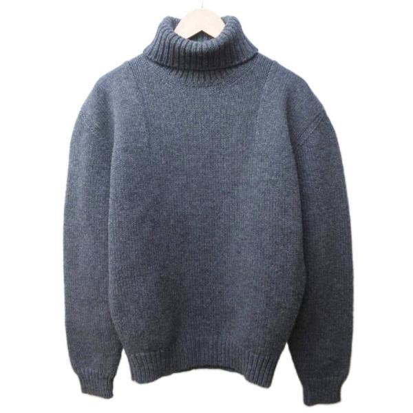 【中古】プラダ PRADA 美品 2022 シェットランドウール ニット セーター タートルネック 三角ロゴ パッチ 46 ■MNK3 PRADA（プラダ） 美品 2022 シェットランドウール ニット セーター