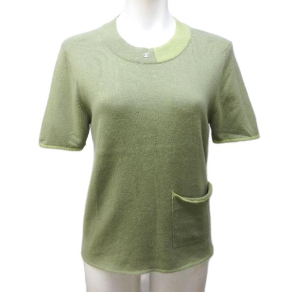 【中古】シャネル CHANEL 98A P11441 ココマーク ニット カットソー カシミヤ ロゴ 半袖 38 約M ■MNK3 CHANEL（シャネル） CHANEL 98A P11441 ココマーク ニット カットソー