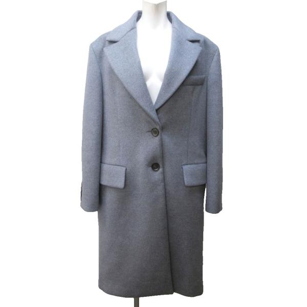 【中古】未使用 ミュウミュウ 23AW タグ付 シングルブレステッド チェスターコート ウールカシミヤ エンボスロゴ 42 miu miu（ミュウミュウ） 未使用品 miumiu 23AW タグ付 シングルブレス