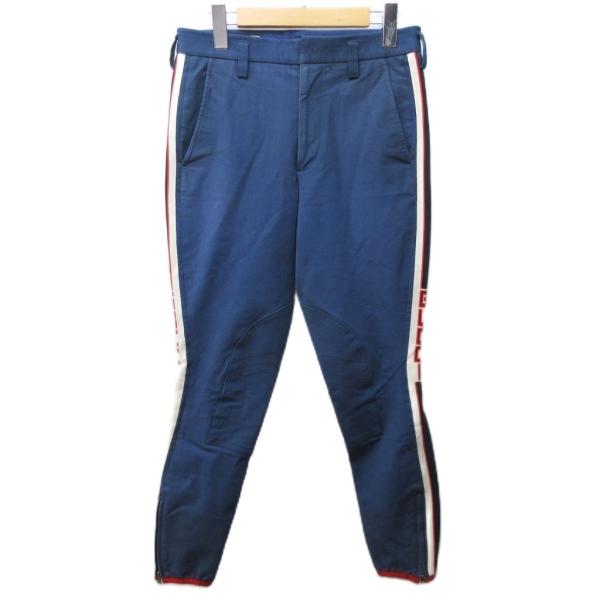 らいÜページ GUCCI（グッチ） サイドラインロゴ ギャバジン ストレッチパンツ 側章