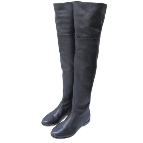 ジミーチュウ JIMMY CHOO 美品 ニーハイブーツ レザー サイドジップ