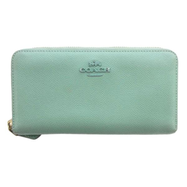 COACH（コーチ） 長財布 女性用 グリーン 無地 ロゴ ジップアラウンド