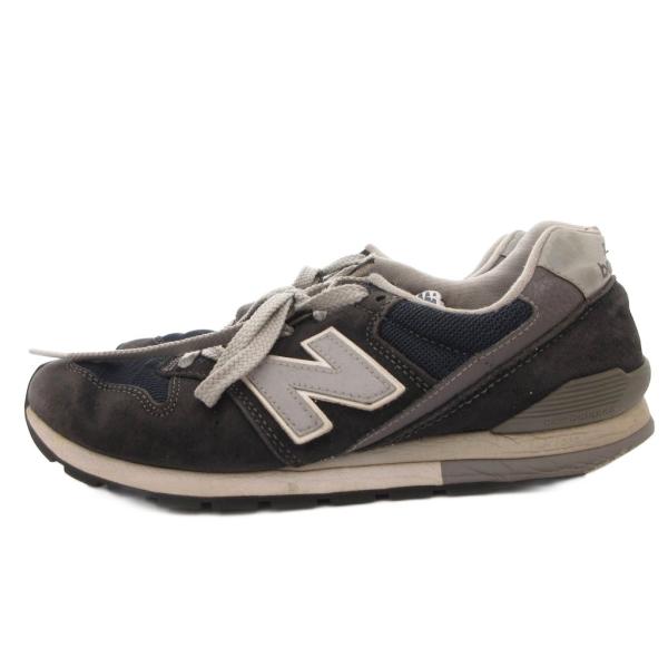 ニューバランス NEW BALANCE スニーカー 25 グレー 紺 ネイビー サイドロゴ レースアップ CM996BN /ML ■GY99 メンズ レディース