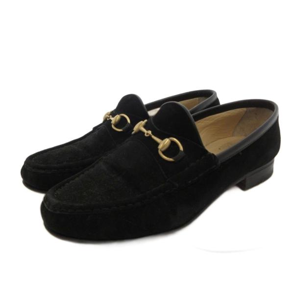 極美品　GUCCI ホースビットローファー　スエードブラック　37 1/2 GUCCI（グッチ） ホースビット ローファー スリッポン スエード 36 黒