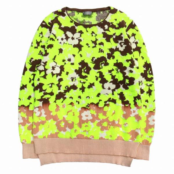 【中古】美品 22ss ディオール DIOR テクニカルコットン ジャカード ニット セーター 総柄 ロゴ グラデーション◇12 美品 22ss ディオール DIOR テクニカルコットン ジャカード ニット