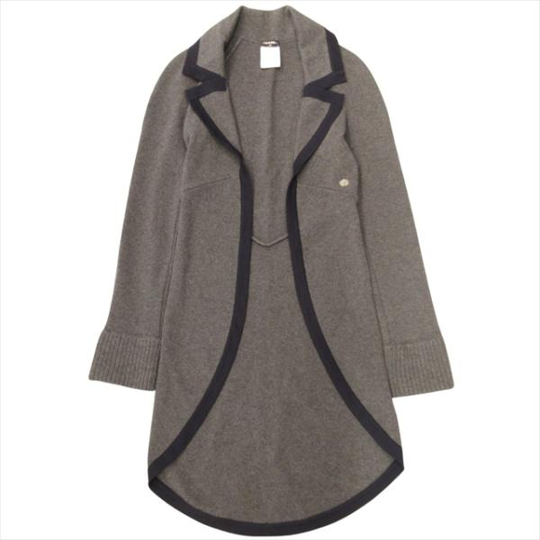 【中古】美品 08A シャネル CHANEL ライオン ノッチドラペル ロング カーディガン ニット セーター コート ジャケット CHANEL（シャネル） 美品 08A ライオン ノッチドラペル ロング