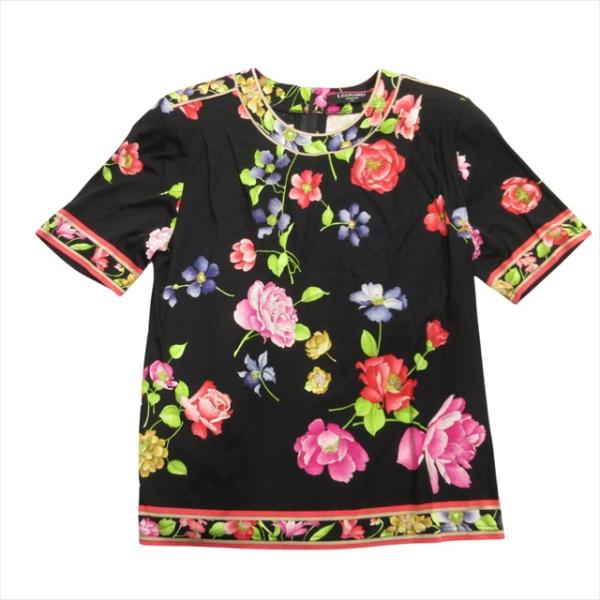 美品✨LEONARD カンカン素材 トップス カットソー 半袖 花柄 宝石柄 L 美品】LEONARD カンカン素材 花柄 宝石柄 半袖カットソー トップス L