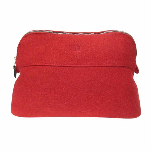 美品 HERMES ボリードポーチ25 シルバー金具 コスメポーチ レッド 美品 HERMES ボリードポーチ25 シルバー金具 コスメポーチ