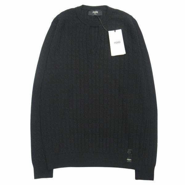【中古】未使用品 22aw フェンディ FENDI ケーブル ウール ニット セーター カッティングデザイン FFロゴ  ▽１ FENDI（フェンディ） 未使用品 22aw ケーブル ウール ニット セーター