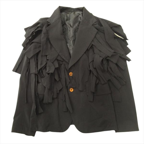 コムデギャルソン コンパクト テーラードジャケット ストレッチ素材 XS 黒 COMME des GARCONS HOMME コムデギャルソンオム 05AW HP-J037