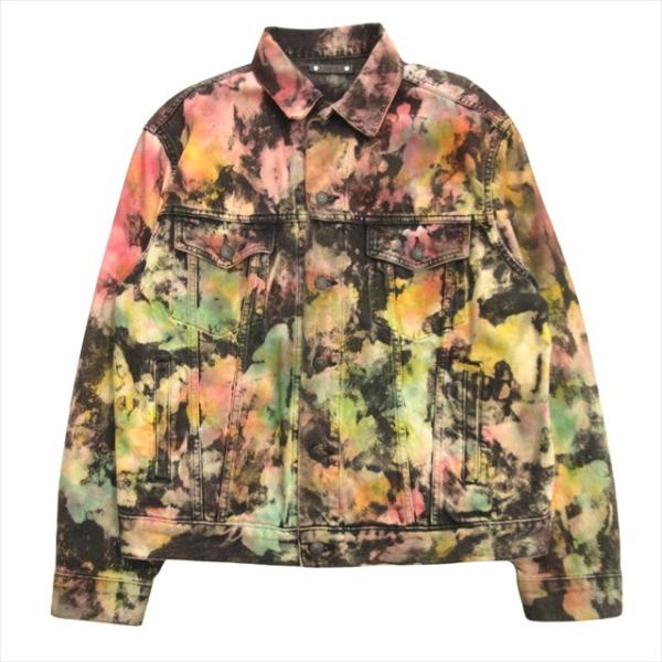 【中古】美品 21aw マインデニム MINEDENIM ブリーチ デニム ジャケット ブルゾン 3rd サイズ2 黒 ブラック×マルチ 美品 21aw マインデニム MINEDENIM ブリーチ デニム ジャケット