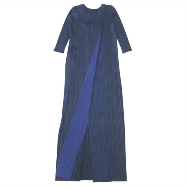 【大きいサイズ】プリーツプリーズ 総柄 ワンピース ネイビー サイズ5 未使用品 24aw プリーツプリーズ イッセイミヤケ PLEATS PLEASE
