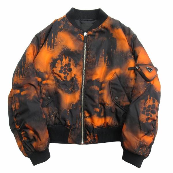 【中古】美品 22aw プラダ PRADA トライアングルロゴ Re-Nylon 転写 ボンバー ジャケット ブルゾン SGB903 リナイロン PRADA（プラダ） 美品 22aw トライアングルロゴ Re-Nylon 転写