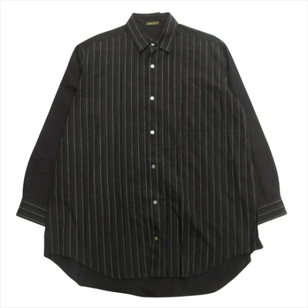 【中古】95aw ワイズフォーメン Y's for men 刺し子 ストライプ シャツ カットソー オーバーサイズ 刺繍 リネン混 vectorpremium_026-202511220046