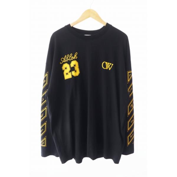 【美品】ハチヤーズ　XL　ロゴプリント　長袖　バイカラー　白×黒 美品】ハチヤーズ XL ロゴプリント 長袖 バイカラー 白×黒