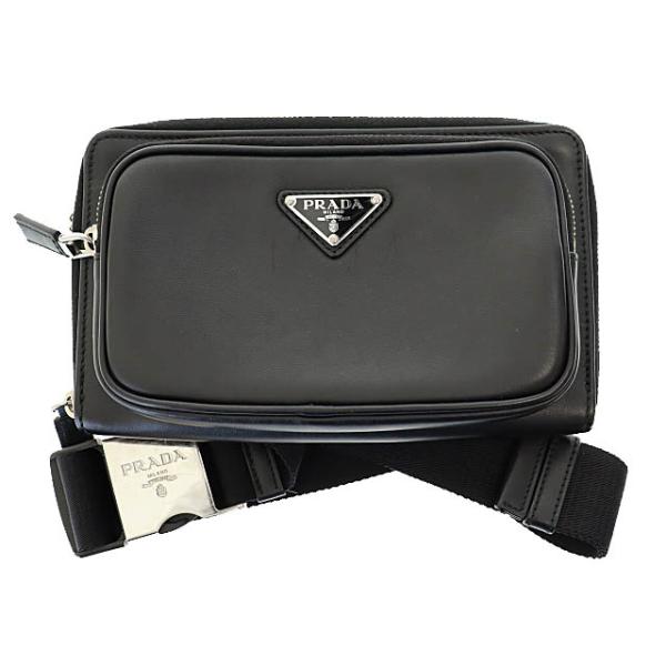 【中古】プラダ PRADA トライアングル ロゴ SOFTY レザー ボディ ベルト バッグ 2VH156 NERO黒ブラック☆AA★▲250513 vectorpremium_034-902504230008